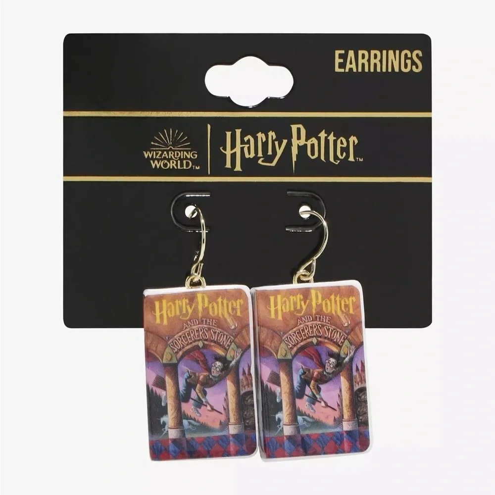 Harry Potter And The Sorcerer's Stone Book Earrings NWT - Picture 1 of 2